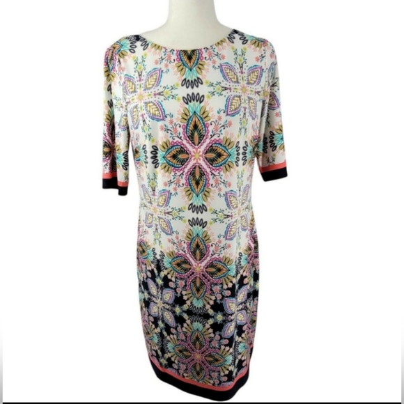 Eliza J Dress Womens Size 2 Paisley Print Jersey Shift NWT - Picture 1 of 12